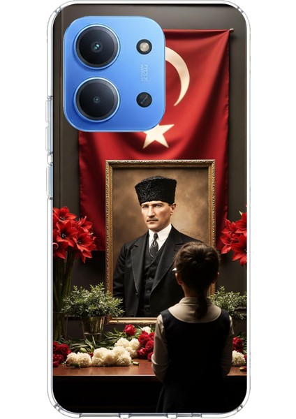 Redmi 15C Uyumlu Atatürk Türk Bayrağı Tablo Baskılı Silikon Kılıf