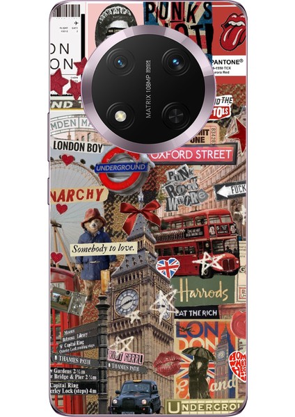 Honor Magic 7 Lite Uyumlu Londra Baskılı Silikon Kılıf