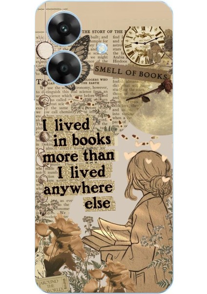 Realme Note 60 Uyumlu Kitap Okuyan Kadın Retro Baskılı Silikon Kılıf