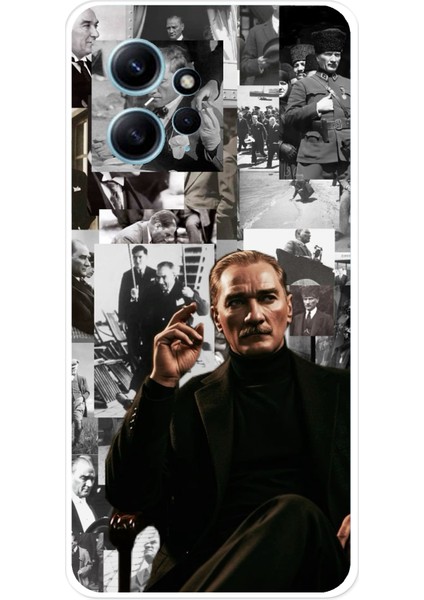 Redmi Note 12 4g Uyumlu Mustafa Kemal Atatürk Kolaj Baskılı Silikon Kılıf
