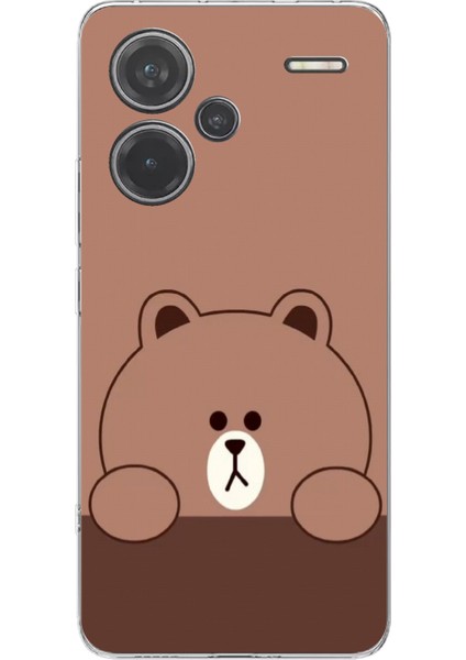 Redmi Note 13 Pro Plus 5g Uyumlu Kahverengi Ayı Tasarımlı Baskılı Silikon Kılıf
