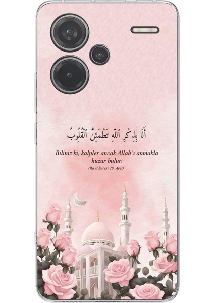 Redmi Note 13 Pro Plus 5g Uyumlu Rad Suresi Cami ve Güller Baskılı Silikon Kılıf