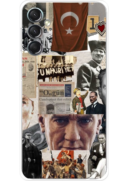 Samsung Galaxy A24 Uyumlu Atatürk Cumhuriyet Kolaj Baskılı Silikon Kılıf