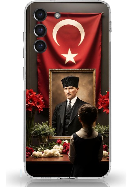 Samsung Galaxy S21 Fe Uyumlu Atatürk Türk Bayrağı Tablo Baskılı Silikon Kılıf
