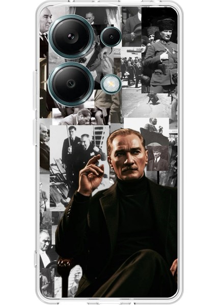 Redmi Note 13 Pro 4g Uyumlu Mustafa Kemal Atatürk Kolaj Baskılı Silikon Kılıf