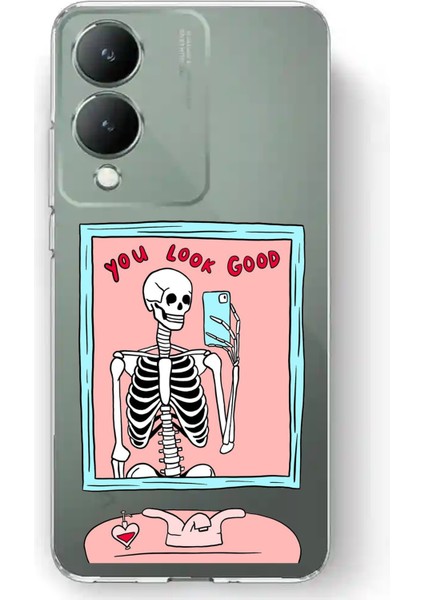 Vivo Y17S Uyumlu You Look Good Iskelet Tasarımlı Baskılı Silikon Kılıf
