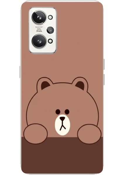 Realme Gt2 Pro Uyumlu Kahverengi Ayı Tasarımlı Baskılı Silikon Kılıf