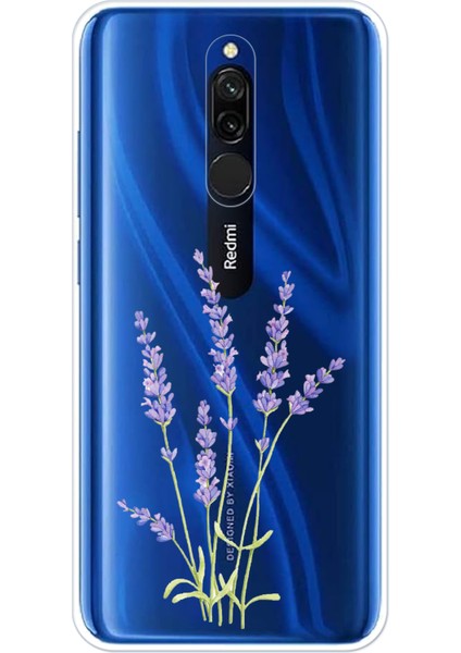 Redmi 8 Uyumlu Lavanta Çiçek Tasarımlı Baskılı Silikon Kılıf