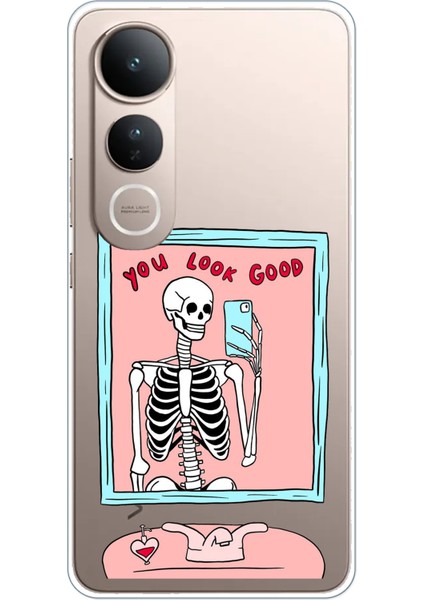 Vivo V50 Lite Uyumlu You Look Good Iskelet Tasarımlı Baskılı Silikon Kılıf