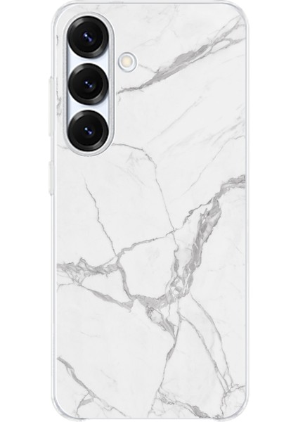 Samsung Galaxy S25 Uyumlu Gri Mermer Baskılı Silikon Kılıf