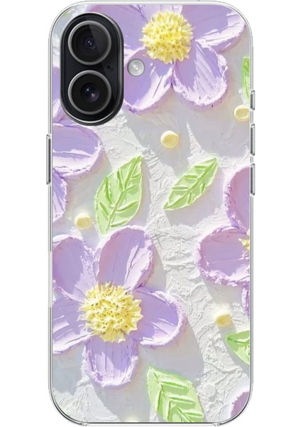 iPhone 17 Uyumlu Mor Papatyalar Sulu Boya Baskılı Silikon Kılıf