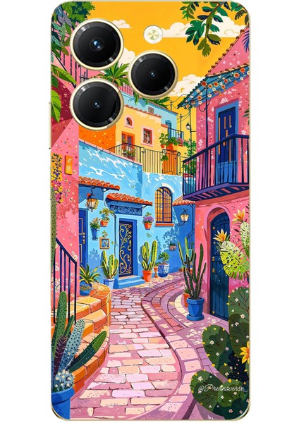 Tecno Spark 20 Pro Uyumlu Renkli Sanat Sokak Silikon Kılıf