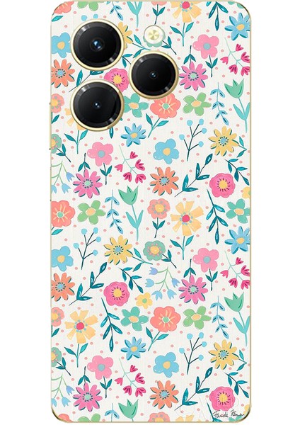 Tecno Spark 20 Pro Uyumlu Dekoratif Çiçekler Baskılı Silikon Kılıf