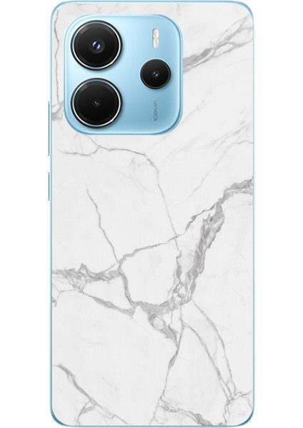 Redmi Note 14 4g Uyumlu Gri Mermer Baskılı Silikon Kılıf