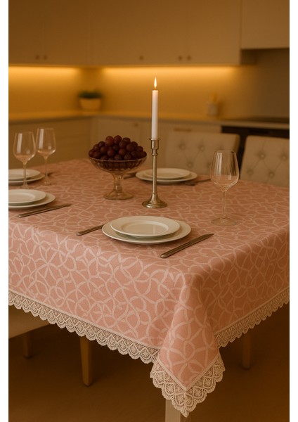 Modern Pudra Desen Su Geçirmez Kalın Kumaş Leke Tutmaz Masa Örtüsü Dayanıklı, Kaliteli Kumaş