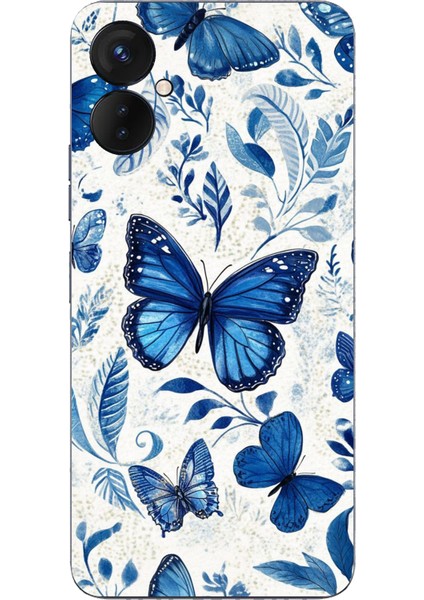 Tecno Spark 9 Pro Uyumlu Mavi Kelebekler Baskılı Silikon Kılıf