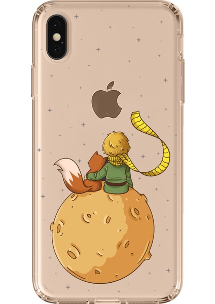 iPhone Xs Max Uyumlu Küçük Prens Gezegen Boa Tasarımlı Baskılı Silikon Kılıf