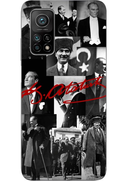 Xiaomi Mi 10T - 10T Pro Uyumlu Kırmızı Mustafa Kemal Atatürk Imza Baskılı Silikon Kılıf