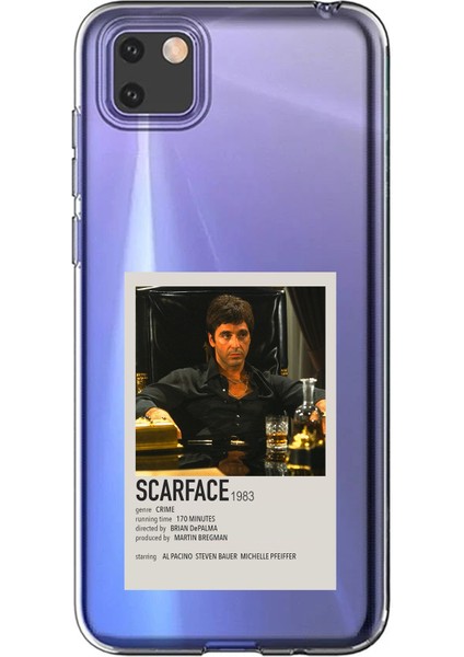 Huawei Y5P Uyumlu Scarface Mini Poster Tasarımlı Baskılı Silikon Kılıf