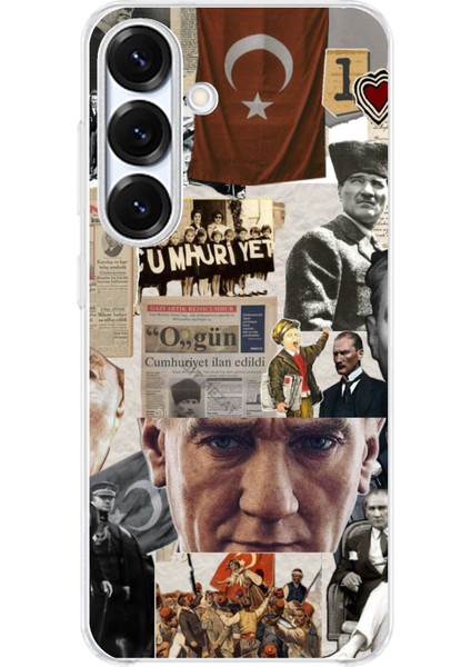 Samsung Galaxy S25 Plus Uyumlu Atatürk Cumhuriyet Kolaj Baskılı Silikon Kılıf