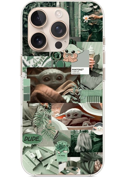 iPhone 16 Pro Max Uyumlu Yoda Kolaj Baskılı Silikon Kılıf