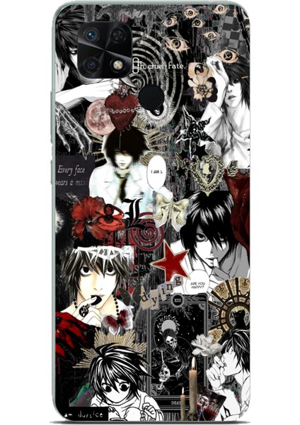 Redmi 10C - Poco C40 Uyumlu Death Note Kolaj Tasarımlı Baskılı Silikon Kılıf