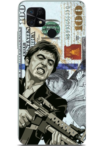 Redmi 10C - Poco C40 Uyumlu Scarface Dolar Tasarımlı Baskılı Silikon Kılıf