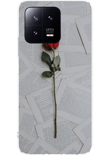 Xiaomi Mi 13 Uyumlu Kırmızı Gül Baskılı Silikon Kılıf