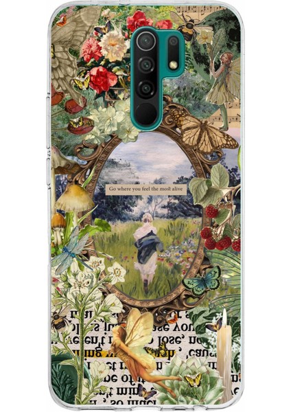 Redmi 9 Uyumlu Yeşil Doğa Baskılı Silikon Kılıf