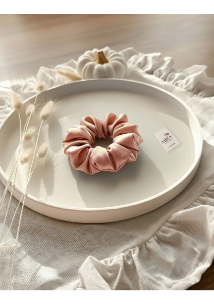 Çocuk Saten Toka - Bronz Pudra – Tekli Lüks Lastik Model Scrunchie fiyatları