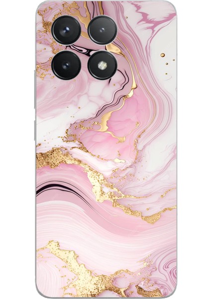 Poco F6 Pro Uyumlu Pembe Mermer Baskılı Silikon Kılıf