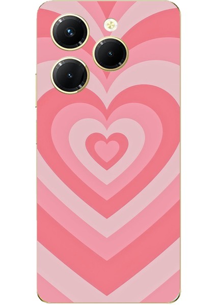 Tecno Spark 20 Pro Uyumlu Pembe Kalpler Baskılı Silikon Kılıf