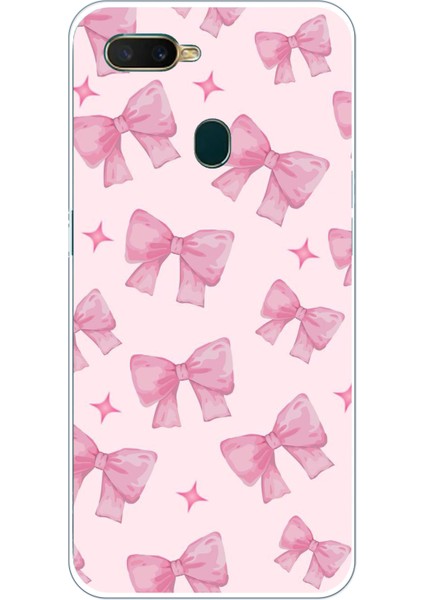 Oppo A5S-AX7-A12 Uyumlu Pembe Fiyonklar Baskılı Silikon Kılıf