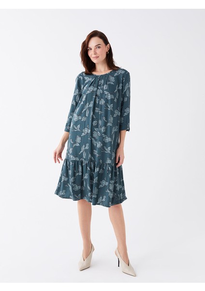 Yeni Sezon Bisiklet Yaka Desenli Elbise