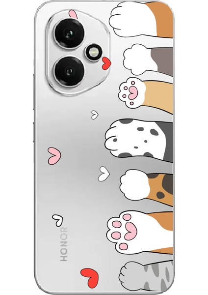Honor 400 Uyumlu Sevimli Kedi Patiler Tasarımlı Baskılı Silikon Kılıf