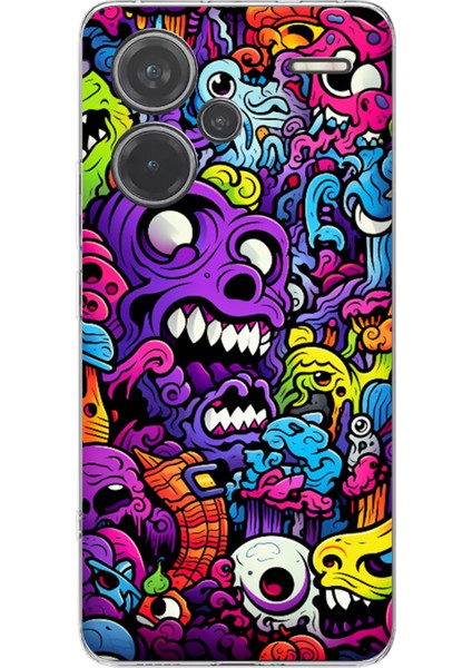 Redmi Note 13 Pro Plus 5g Uyumlu Psikodeli Renkli Canavarlar Baskılı Silikon Kılıf