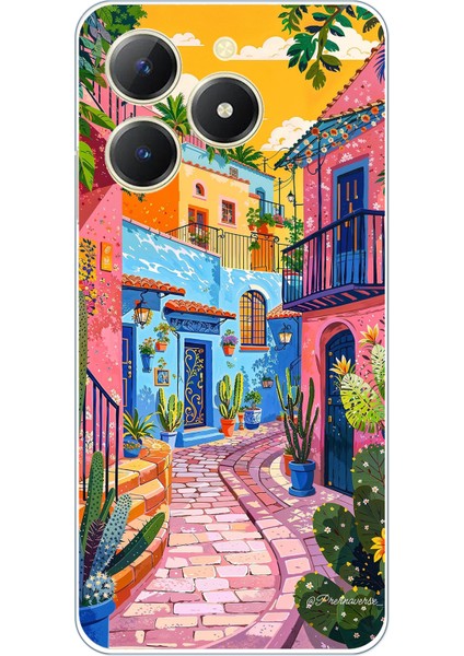 Realme C61 Uyumlu Renkli Sanat Sokak Silikon Kılıf