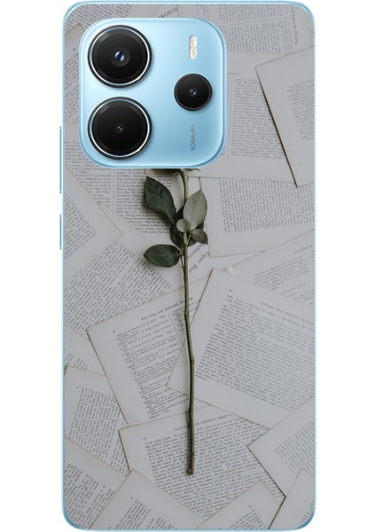 Redmi Note 14 4g Uyumlu Kırmızı Gül Baskılı Silikon Kılıf