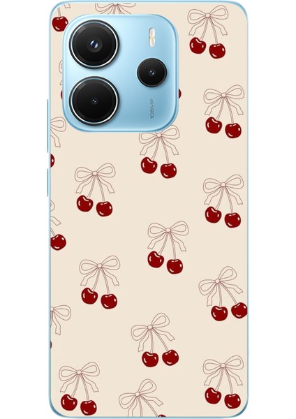 Redmi Note 14 4g Uyumlu Fiyonklu Kirazlar Baskılı Silikon Kılıf