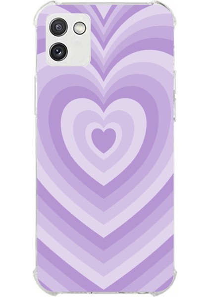 Samsung Galaxy A03 Uyumlu Mor Kalp Dalgalar Tasarımlı Baskılı Silikon Kılıf
