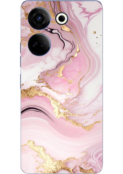 Tecno Camon 20 - 20 Pro 4g Uyumlu Pembe Mermer Baskılı Silikon Kılıf