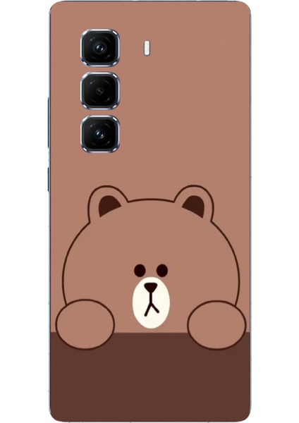 Infinix Hot 50 Pro Plus Uyumlu Kahverengi Ayı Tasarımlı Baskılı Silikon Kılıf