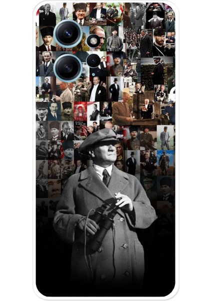 Redmi Note 12 4g Uyumlu Atatürk Portre Kolaj Baskılı Silikon Kılıf