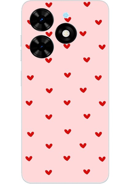 Tecno Spark Go 2024 Uyumlu Kırmızı Minik Kalpler Baskılı Silikon Kılıf