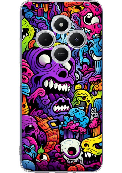 Redmi 14C Uyumlu Psikodeli Renkli Canavarlar Baskılı Silikon Kılıf