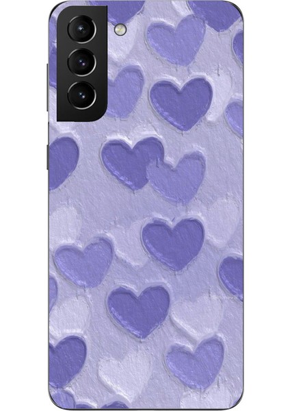 Samsung Galaxy S21 Plus Uyumlu Mor Kalpler Tasarımlı Baskılı Silikon Kılıf