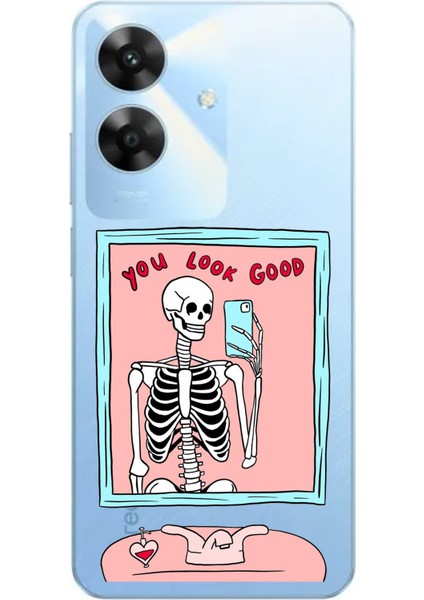 Realme Note 60 Uyumlu You Look Good Iskelet Tasarımlı Baskılı Silikon Kılıf