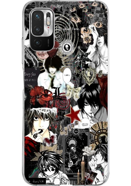 Redmi Note 10 5g Uyumlu Death Note Kolaj Tasarımlı Baskılı Silikon Kılıf