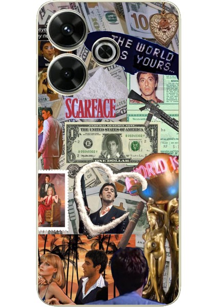 Redmi 13 Uyumlu Scarface Kolaj Tasarımlı Baskılı Silikon Kılıf