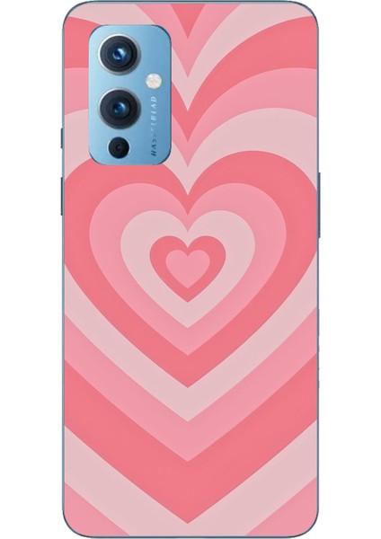 Oneplus 9 Uyumlu Pembe Kalpler Baskılı Silikon Kılıf